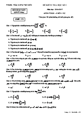 Đề kiểm tra trắc nghiệmToán 12 - Mã đề 132 - Năm học 2016-2017 - Trường THPT Thủ Đức